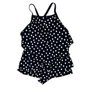 Athena black white polka dot tiered bathing suit 6